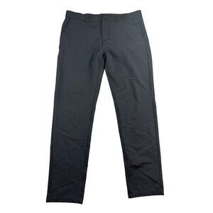 Plaid & Plain Pants Men 36x30 Black Chino Flat Front Slim Fit Pockets Golf